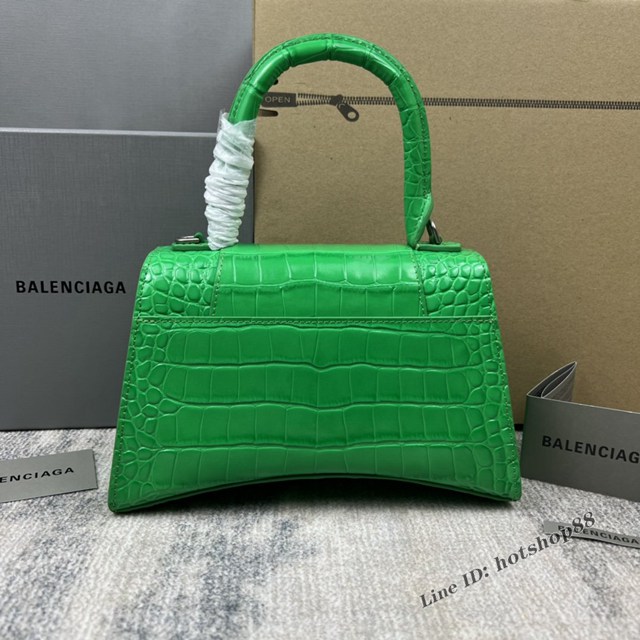 Balenciaga專櫃爆款電光綠鱷魚紋S號Hourglass沙漏包 巴黎世家頂級原單手提肩背包 款號：8895 fyj1220